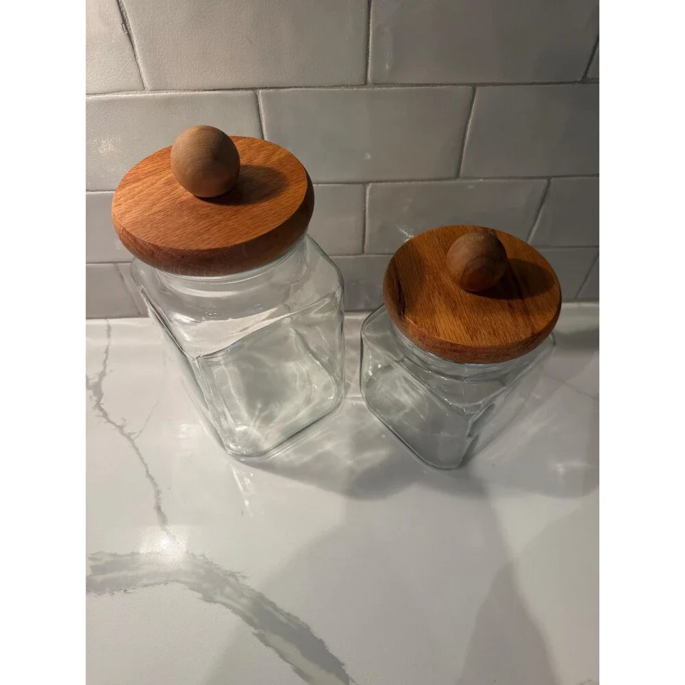 Vintage Anchor Hocking Country Style Glass Storage Jars - Set of 2